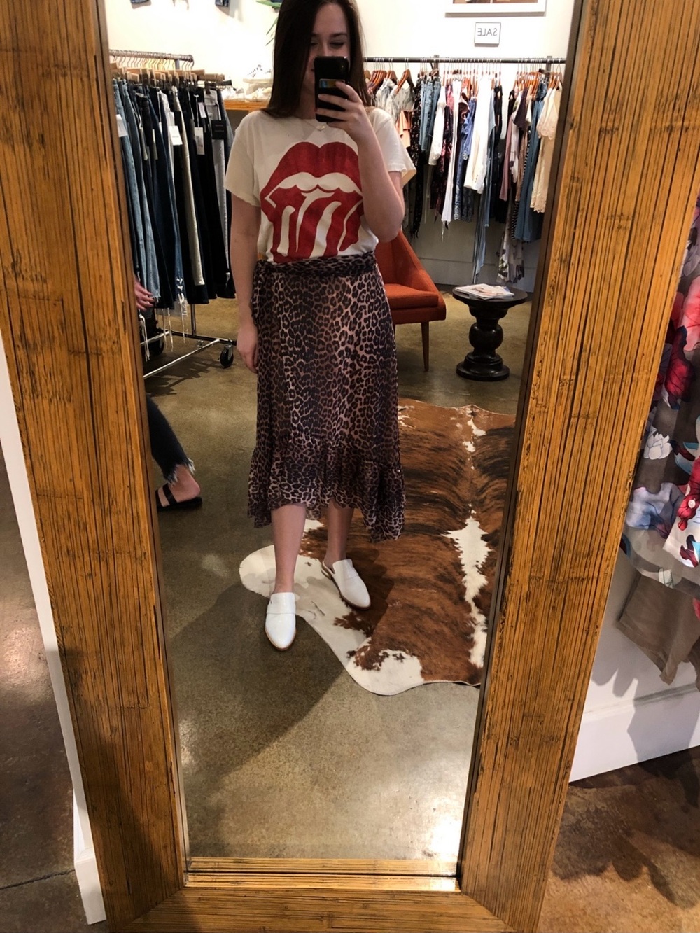 Ganni Leopard Print High-Low Ruffle Skirt - Brown - Picture 5 of 5